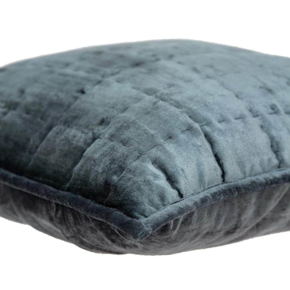 Charcoal Quilted Velvet Square Throw Pillow Set