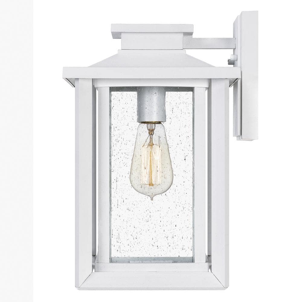 White Coastal Armour Outdoor Wall Lantern with Clear Seedy Glass