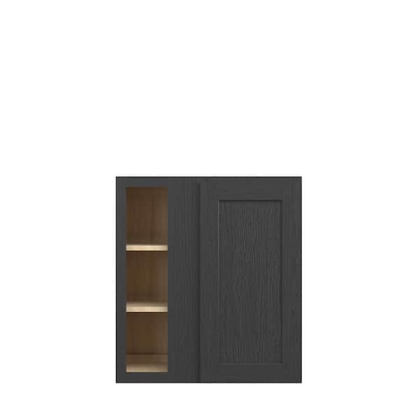 Kunal Kitchens Jamestown Recessed 27 in. W x 30 in. H x 12 in. D in Espresso Plywood Assembled Corner Blind Wall Cabinet