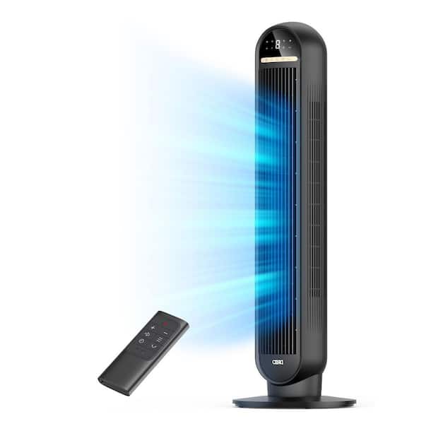 36 in. Tower Fan with Remote, 4 Speed, Quiet Portable Fan for Bedroom, 90° Oscillating, 8-Hour Timer in Black