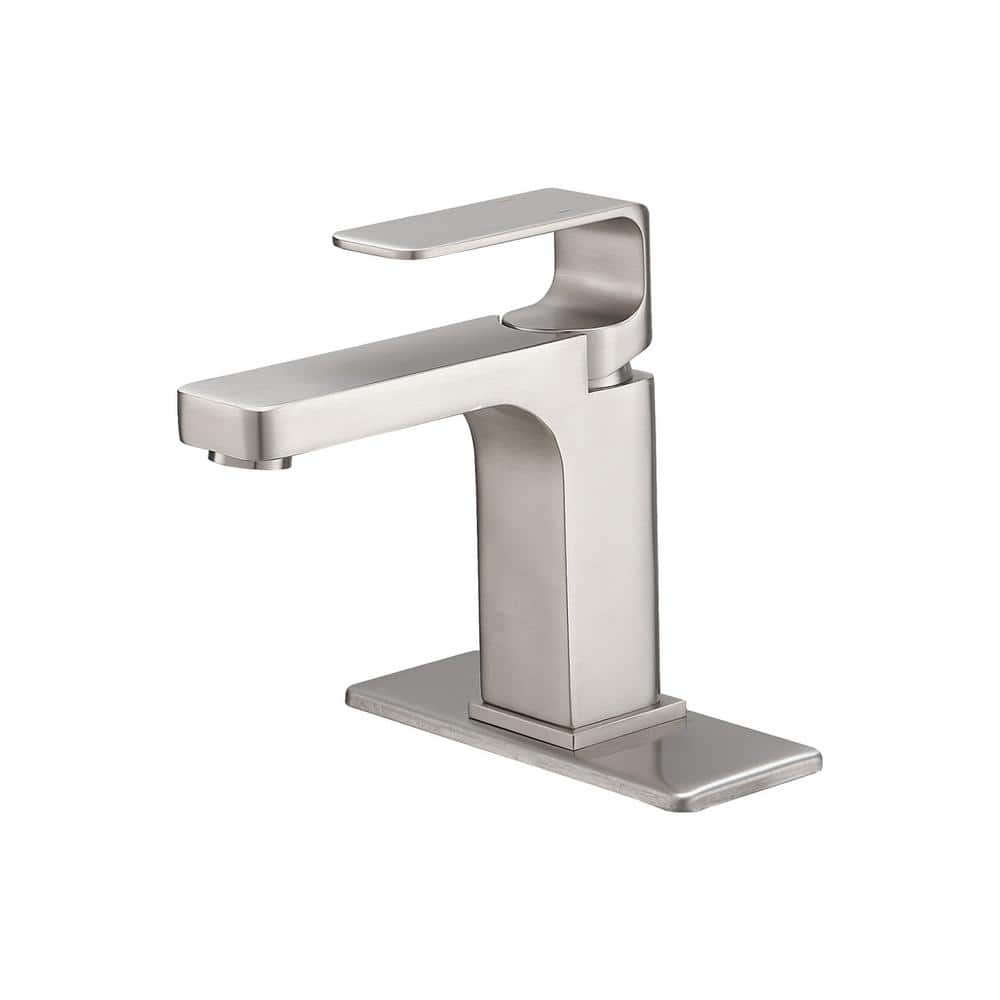 Single Hole Single-Handle Bathroom Faucet with Drain Assembly in Brushed Ni