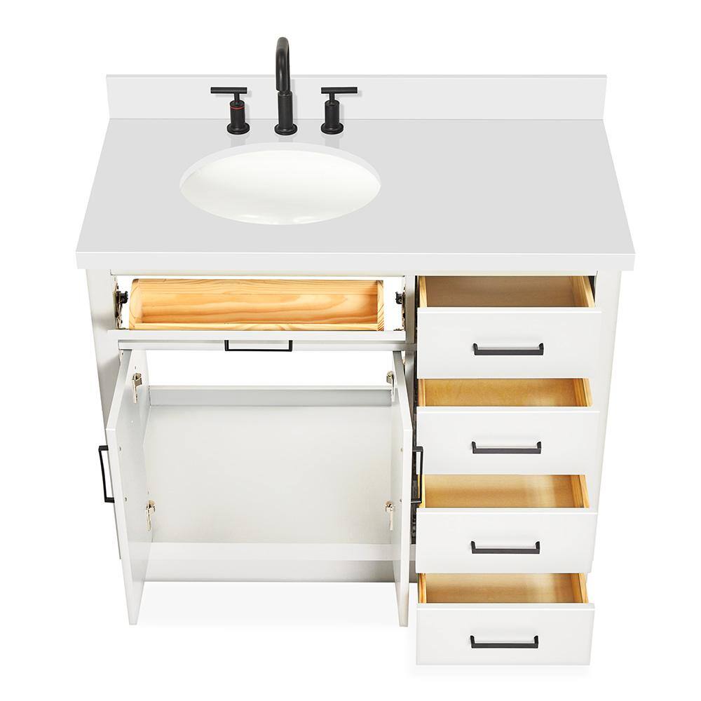 Hepburn 43" White Quartz Single Basin Vanity Set