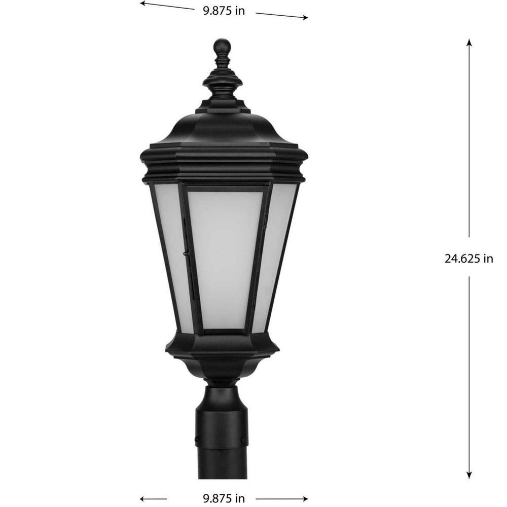 Textured Black Cast Aluminum Outdoor Post Lantern with Etched Glass Shade
