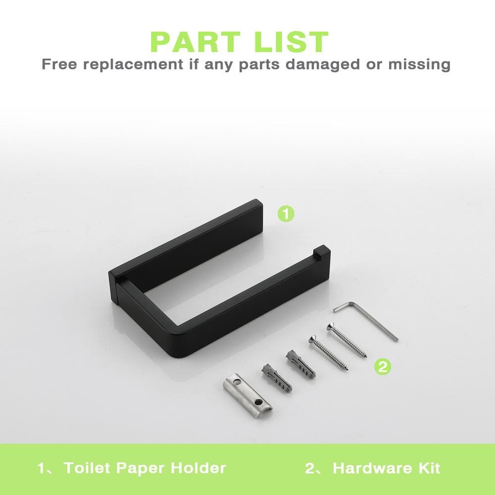 Matte Black Stainless Steel Wall-Mount Toilet Paper Holder