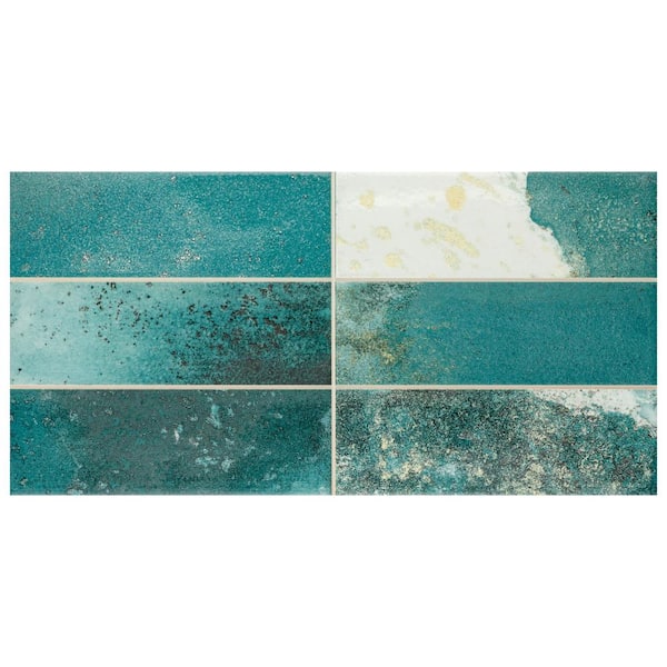 Kings Luxe Tradition Brick Green 7-7/8 in. x 15-3/4 in. Ceramic Wall Tile (10.56 sq. ft./Case)