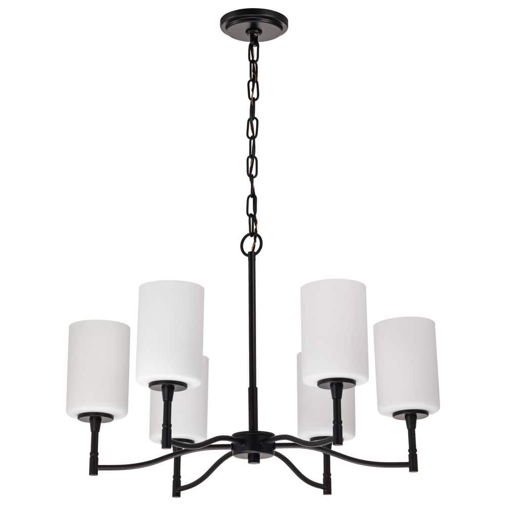Liam 6-Light Matte Black Traditional Chandelier with White Opal Glass Shades price history on PriceWatchPro