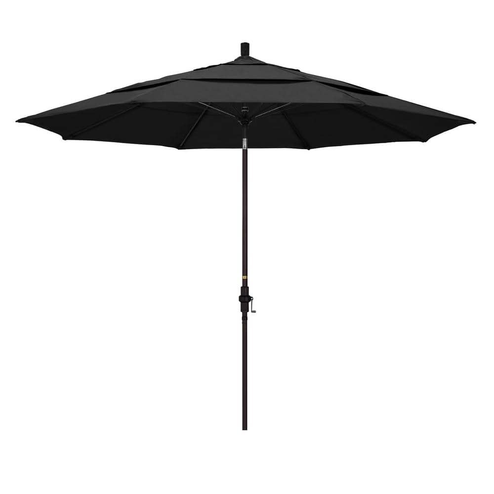 California Umbrella 11 ft. Fiberglass Collar Tilt Double Vented Patio Umbrella in Black Olefin GSCUF118117-F32-DWV Sansujyuku sansujyuku.com
