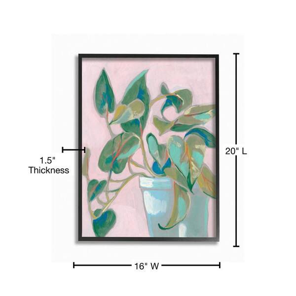 Stupell Industries Potted Plant Green Pink Painting Framed Wall Art by Jennifer Goldberger