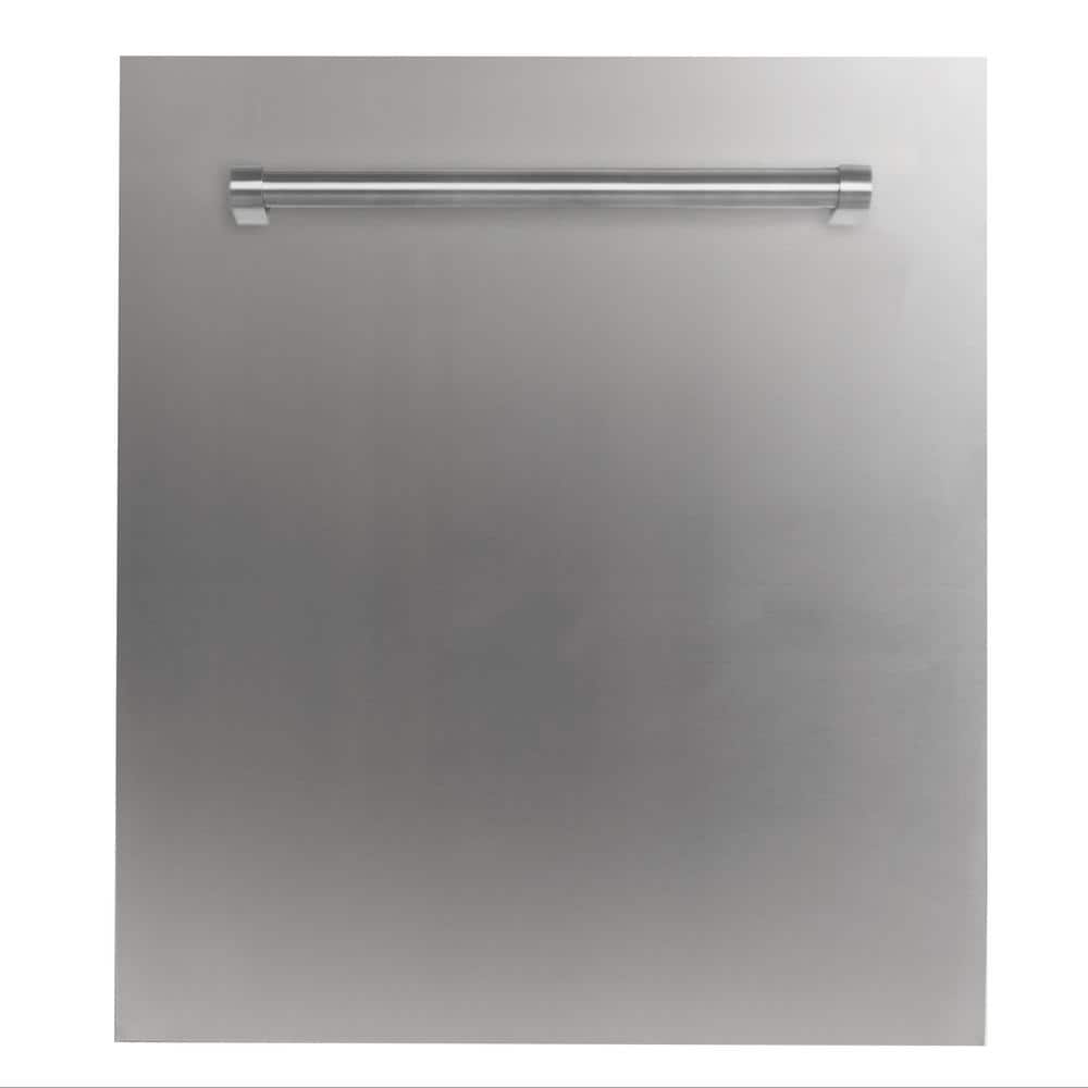 ZLINE Kitchen and Bath 24 in. Top Control 6-Cycle Compact Dishwasher with 2 Racks in Stainless Steel & Traditional Handle, 304 Grade Stainless Steel
