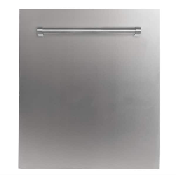 ZLINE Kitchen and Bath 24 in. Top Control 6-Cycle Compact Dishwasher with 2 Racks in Stainless Steel & Traditional Handle