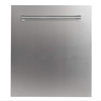 ZLINE 24" Stainless Steel Top Control Dishwasher with Stainless Steel Tub and Traditional Style Handle, 52 dBa