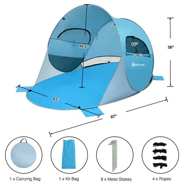 Ombrellone 2,43m da spiaggia con protezione solare UPF50+ inclinato, Ombrellone  portatile da esterno Colorato - Costway