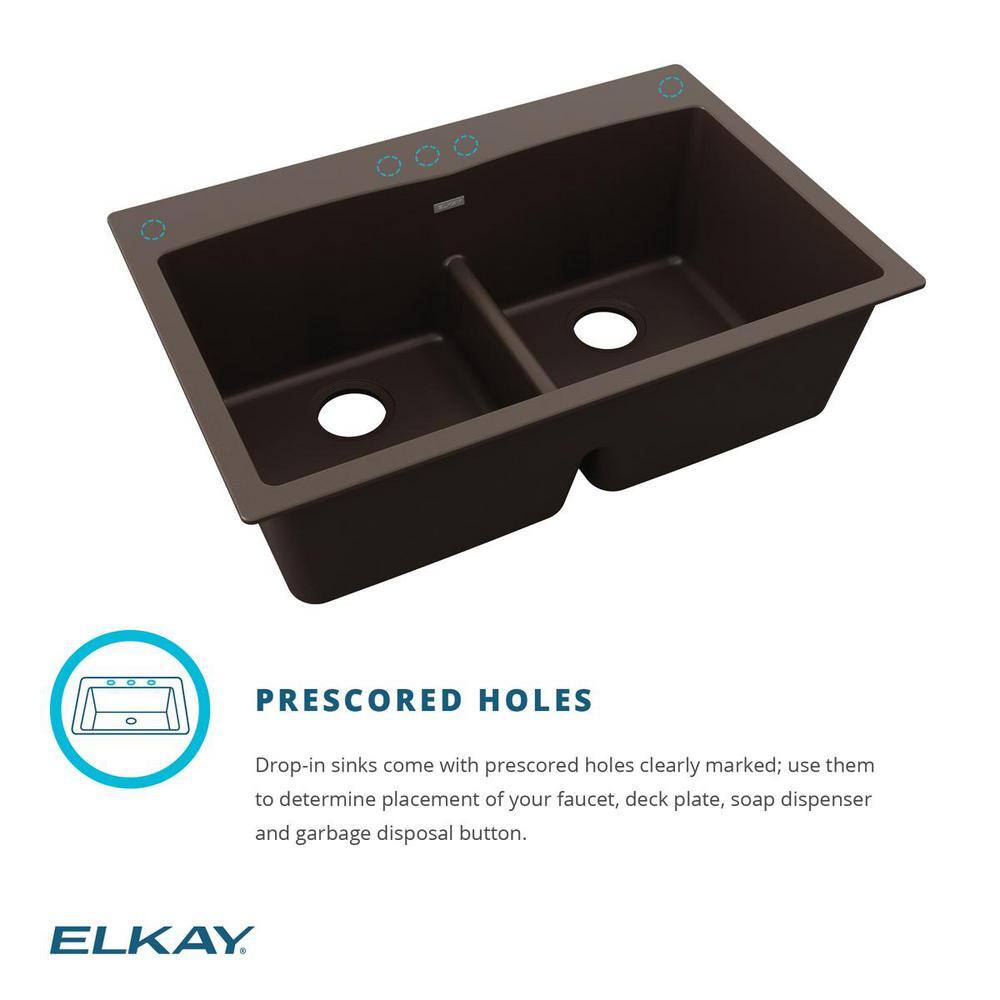 Greystone Quartz Double Basin Drop-In Kitchen Sink