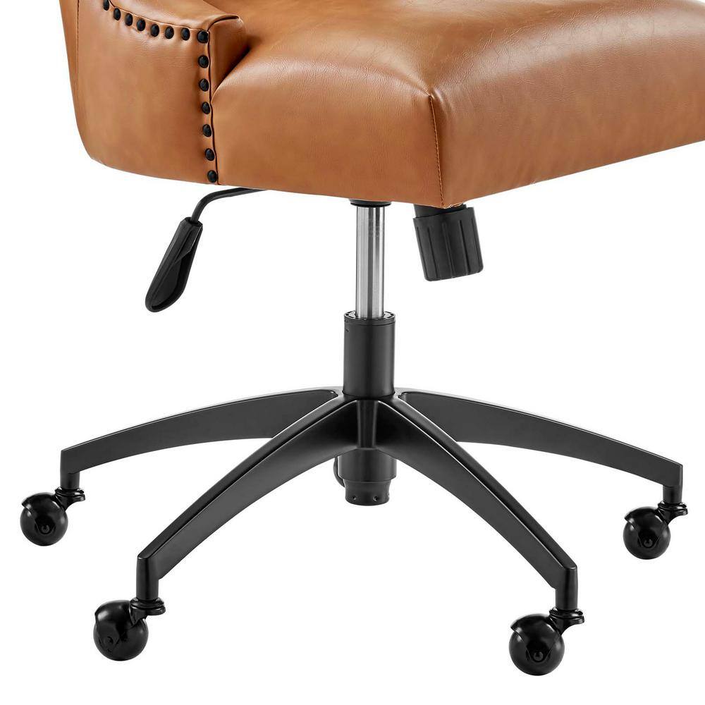 Empower Tufted Vegan Leather Swivel Office Chair in Black Tan
