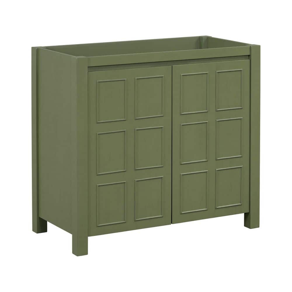 Vintage Elegant 36 in. Bath Vanity Cabinet without Top in Green Unassembled