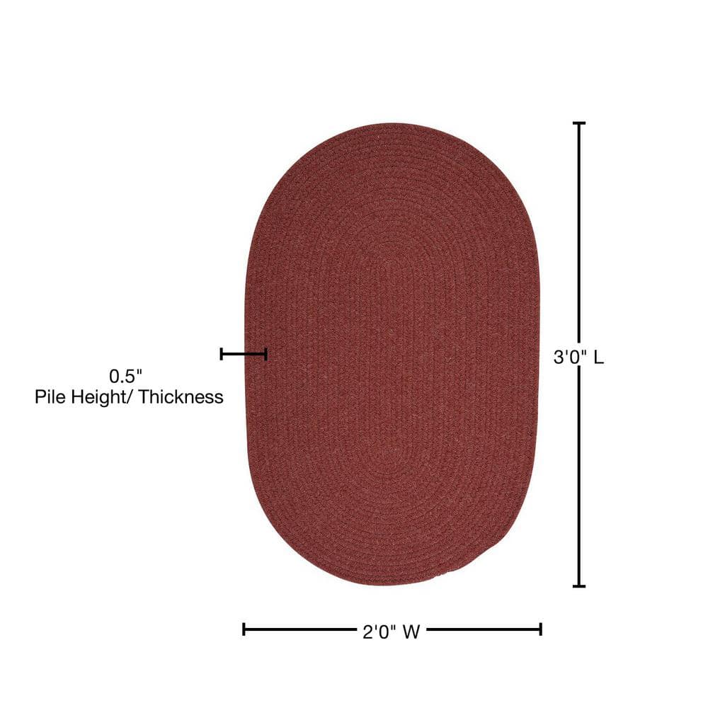 Rosewood Oval Braided Wool Blend Reversible Rug, 2x3 ft