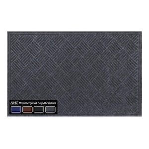 A1HC All Weather Durable Polypropylene Gray 36 in. x 60 in. Non Slip Backing Rubber Door Mat