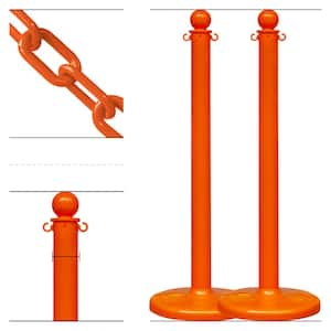 Safety Orange Medium Duty Stanchion & Chain Kit (2-Pack)