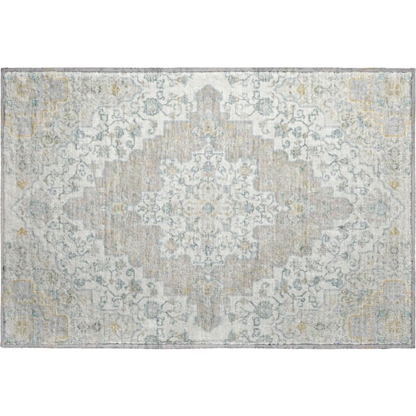 Mayfield Premium Machine Washable Abstract AMF2486 Ivory 2 ft. x 3 ft. Accent Rug