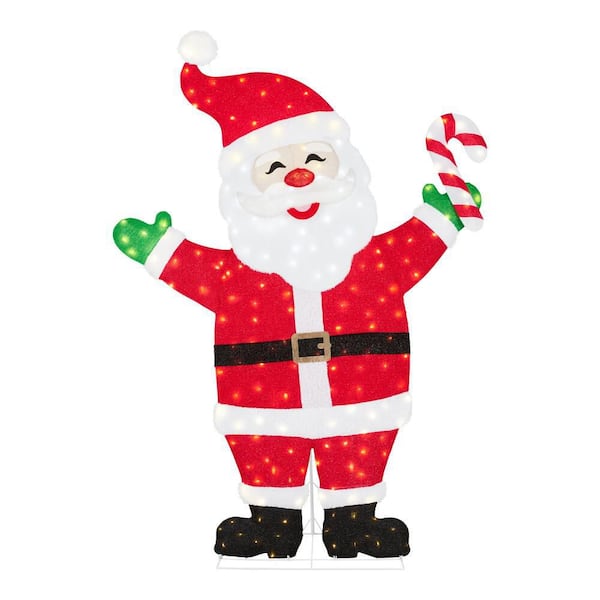 8 ft. Yuletide Lane Giant-Sized LED Santa with Candy Cane Holiday Yard Decoration Y12