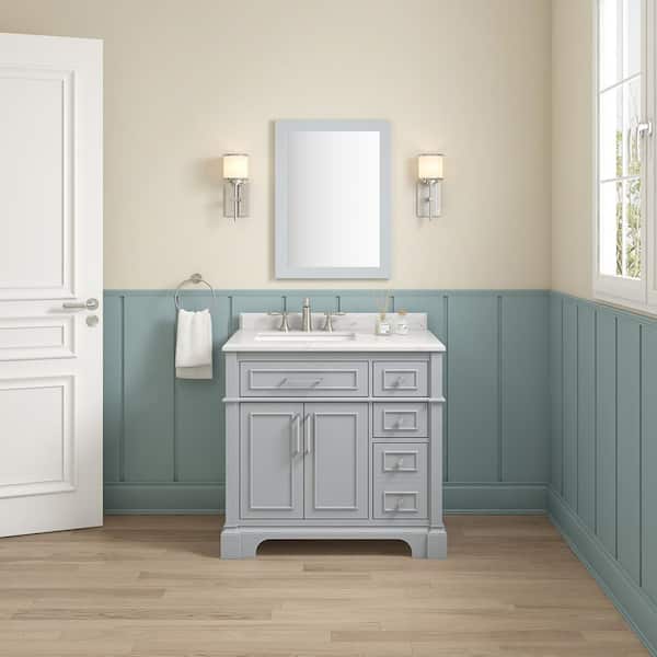 Melpark 48 in. W x 22 in. D Bath Vanity in Dove Grey with Cultured Marble Vanity Top in White with White Sink