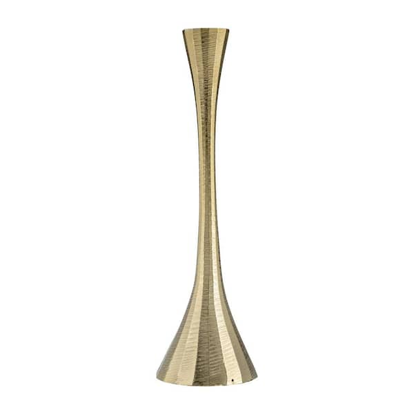 Brown 3 in. x 12 in. Metal and Wood Taper Candle Holder with Sculptural Silhouette