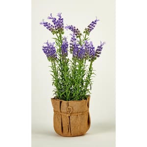 16 in. Artificial Lavender in a Burlap Sack Container