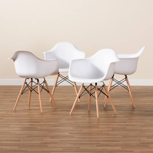 Baxton Studio Galen White and Oak Brown Dining Chair Set of 4