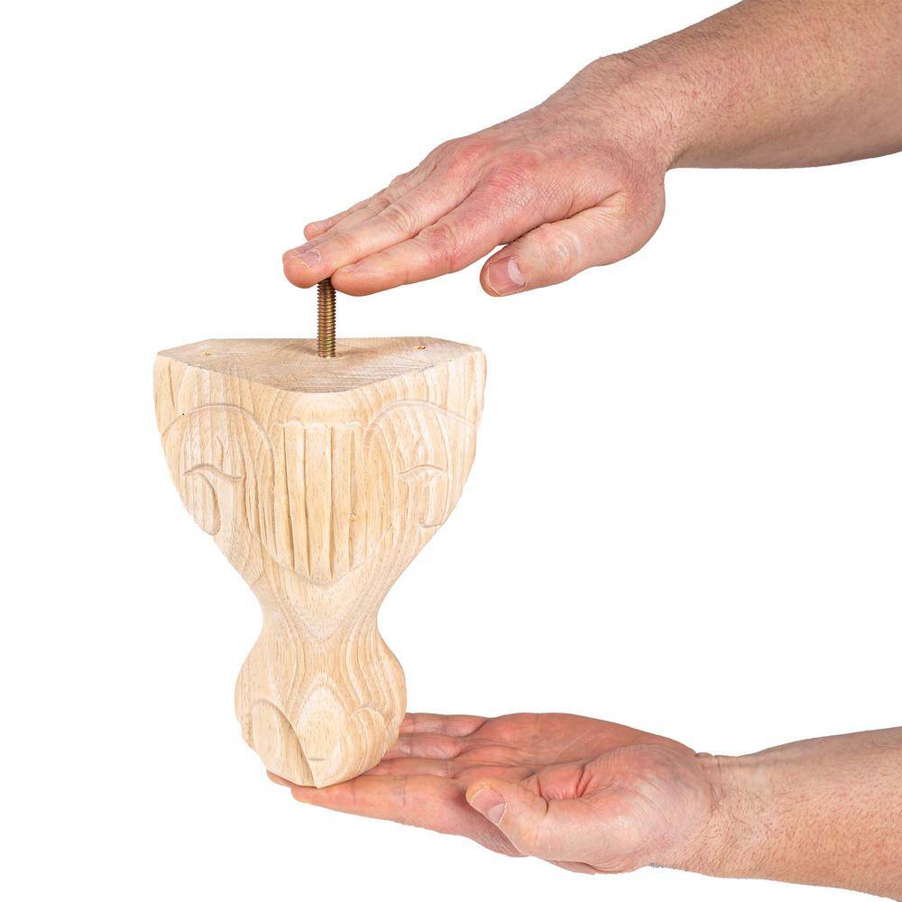 6.5" Unfinished Solid Hardwood Queen Ann Bun Foot Leg