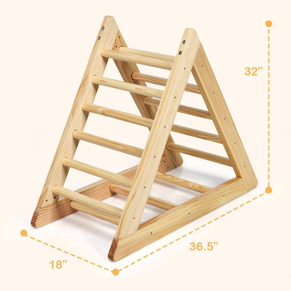 Natural Pine Indoor Climbing Triangle Ladder for Toddlers