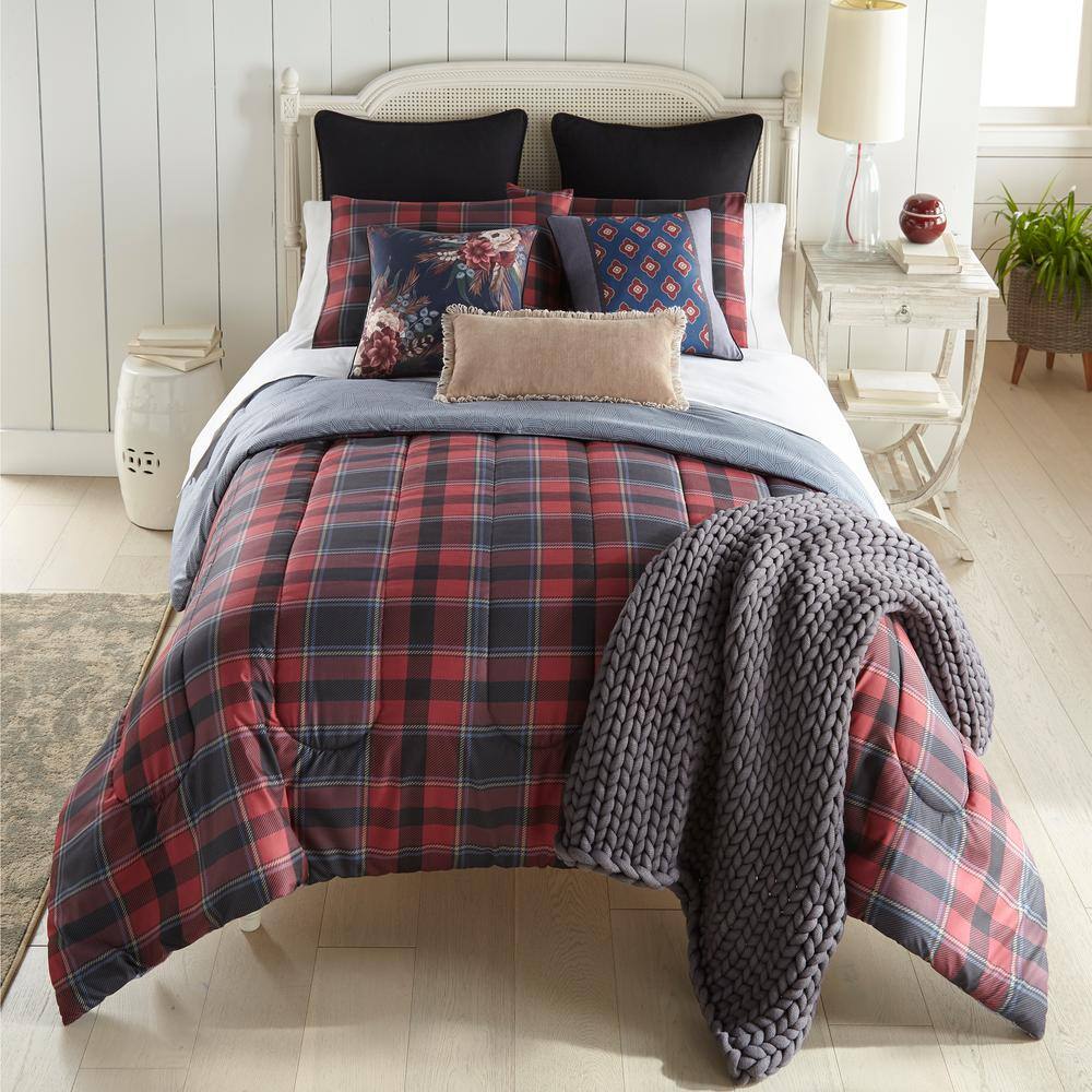 DONNA SHARP Tartan 3-Piece Multicolor King Polyester Comforter Set ...