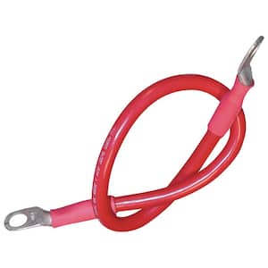 Tinned Copper Battery Assembly, 4 AWG, Red, 2 ft.