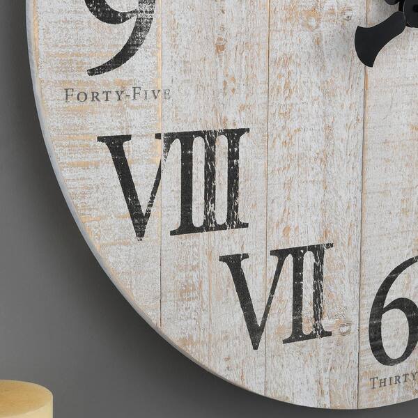 FirsTime & Co. 24 in. White Rustic Farmhouse Barn Wood Clock 31214