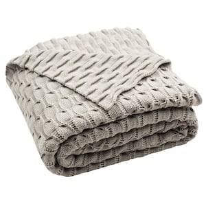 Noela 50 in. x 60 in. Light Gray Knit Throw Blanket