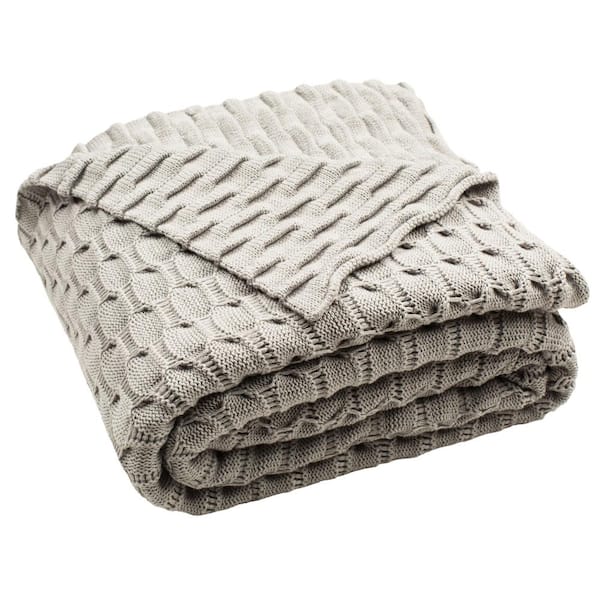 SAFAVIEH Noela 50 in. x 60 in. Light Gray Knit Throw Blanket