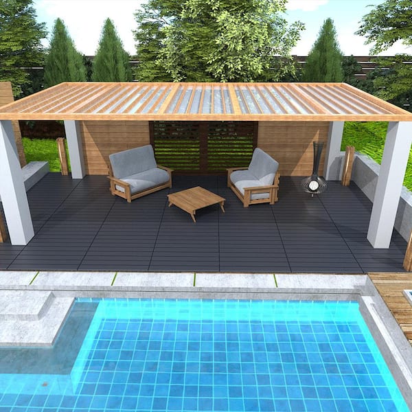 Unbranded 24pcs 2 ft. Patio Deck Tiles, DIY Module Interlocking Decking Tiles Floor Tile, Easy Court Tiles for Poolside Backyard