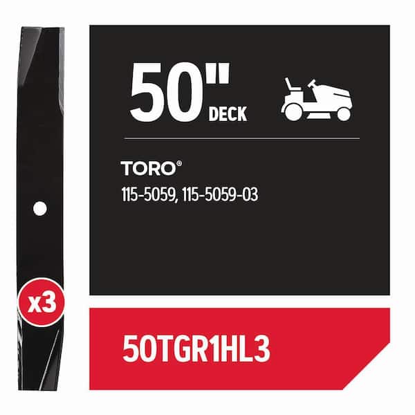 Riding Lawnmower Blades for 50 in. Deck, Fits Toro/Exmark Z-turn mowers, set of 3 (50TGR1HL3)