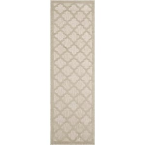 Easy Care Cream 2 ft. x 6 ft. Trellis Contemporary Runner Area Rug