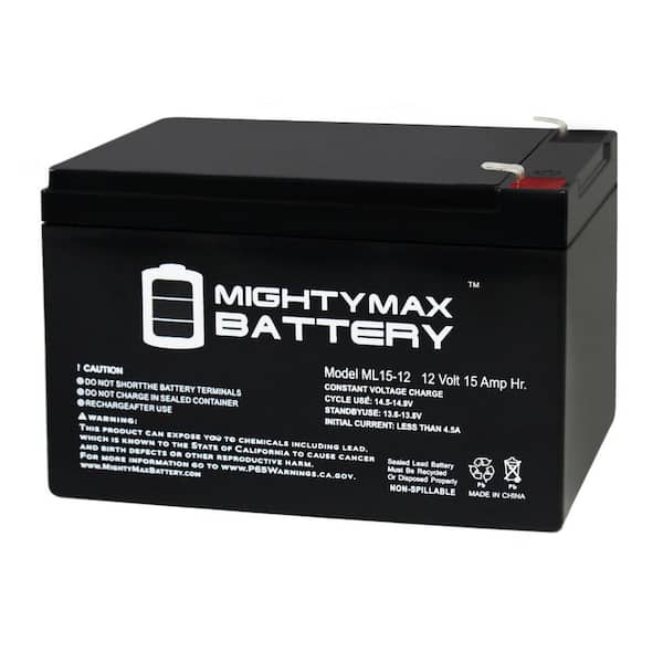 MIGHTY MAX BATTERY 12 -Volt 15 Ah Rechargeable F2 Terminal Sealed Lead Acid (SLA) Battery