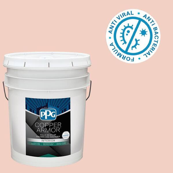 COPPER ARMOR 5 gal. PPG1063-3 Pale Coral Semi-Gloss Antiviral and Antibacterial Interior Paint with Primer