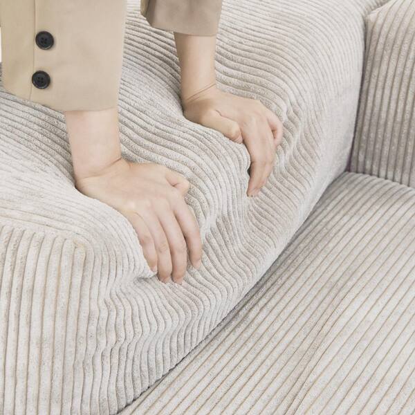 J&E Home 130 in. Square Arm 3-piece Corduroy Modular