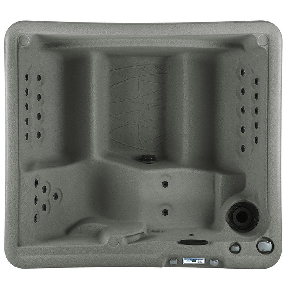 Taupe 5-Person Rectangle Hot Tub with 28 Jets and LED Lighting