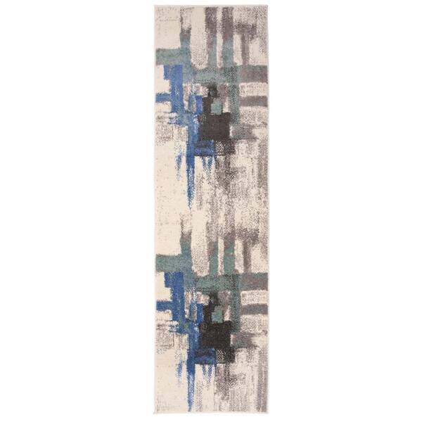 World Rug Gallery Modern Contemporary Abstract Blue 2 ft. x 7 ft. Indoor Runner Rug