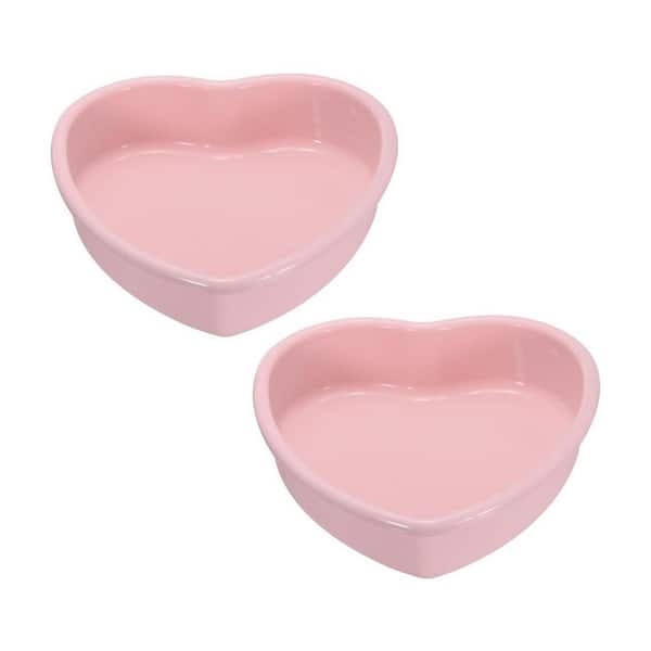 Silicone Heart Shaped 1-Cup Cake Pan Non-Stick Bakeware 2pcs Pink Flexible Mold for Oven Microwave Freezer