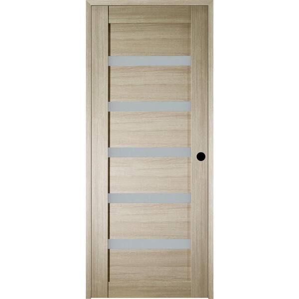 Belldinni 24 in. x 96 in. Leora Left-Hand Solid Core 7-Lite Frosted Glass Shambor Wood Composite Single Prehung Interior Door