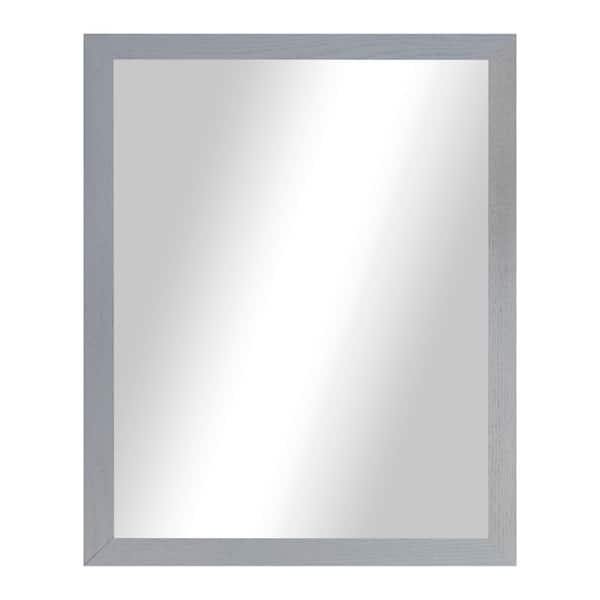 2 in Grey Frame (30 in. W x 25 in. H) Oak Hardwood Rectangle Wall Mirror