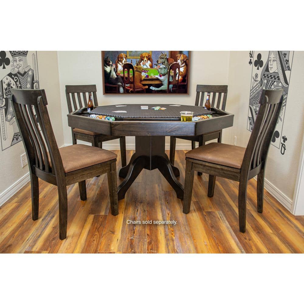 Mocha Knotty Alder 54" Square Poker Table with Stainless Steel Cup Holders