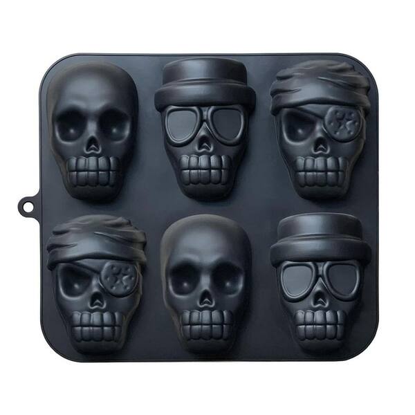 6-Cup Silicone Skull Cakelet Mold Food Grade Bakeware Pan for Halloween Pirate Cakes Muffins Pudding 1 Piece