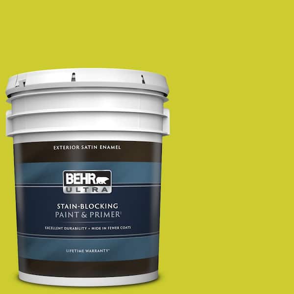 BEHR ULTRA 5 gal. #S-G-400 Lime Pop Satin Enamel Exterior Paint & Primer