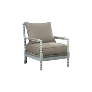 Abraham Beige with White Accent Chair